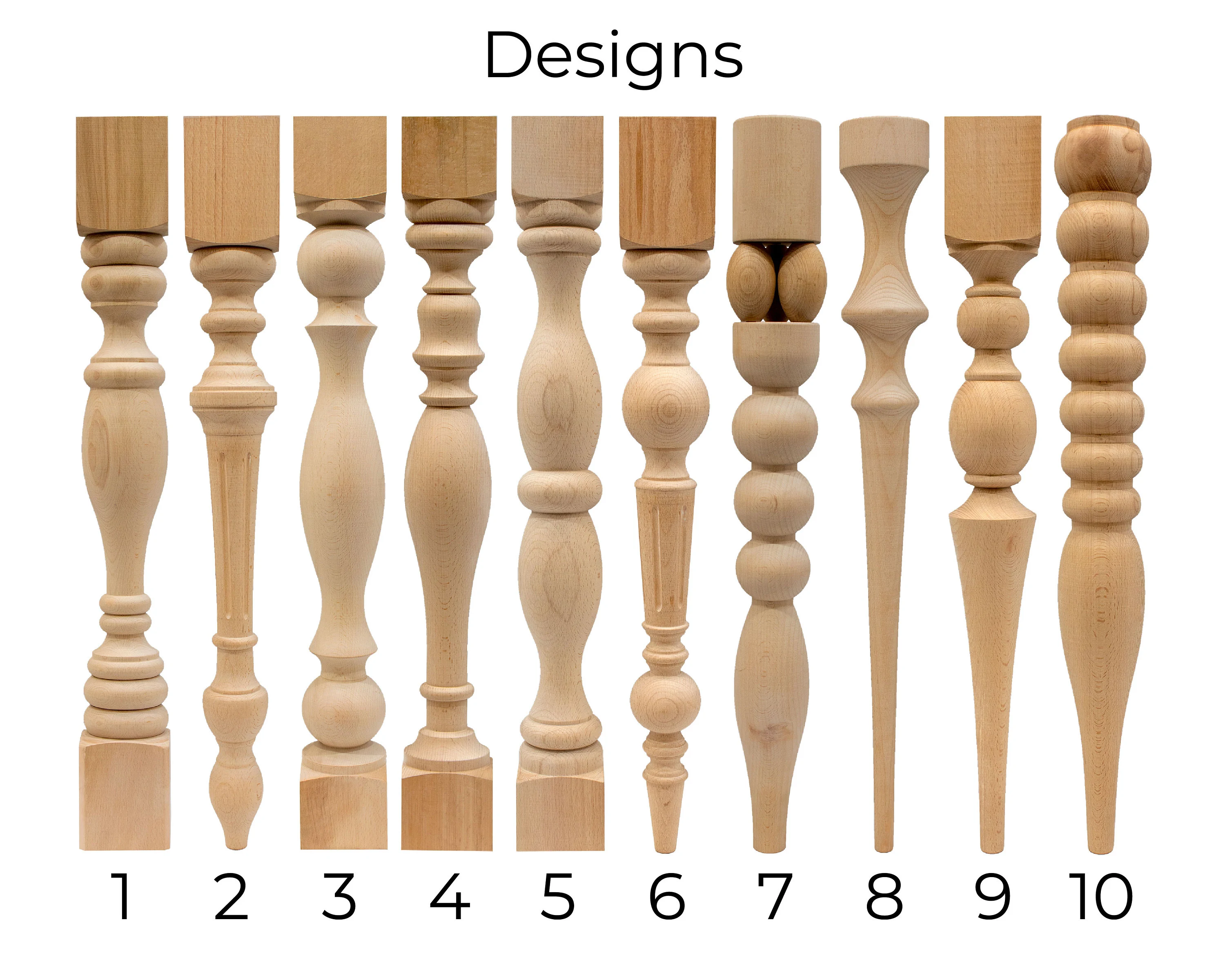 Turned Table Legs, Set of 4, Table Legs Wood, Dining Table Legs, Mid-Century Modern, Farmhouse Table Legs, Island Legs, Console Table Legs