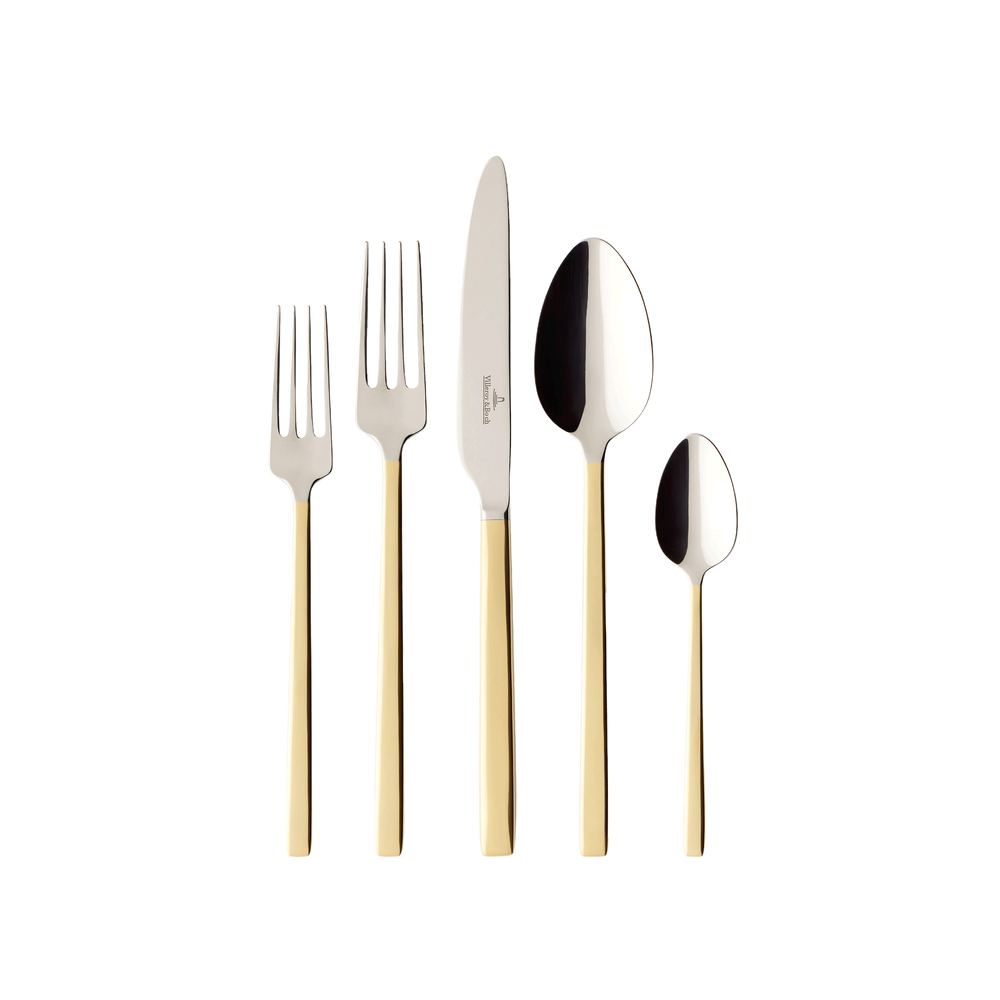 La Classica 5-piece flatware set - Gold, stainless steel partially gold-plated