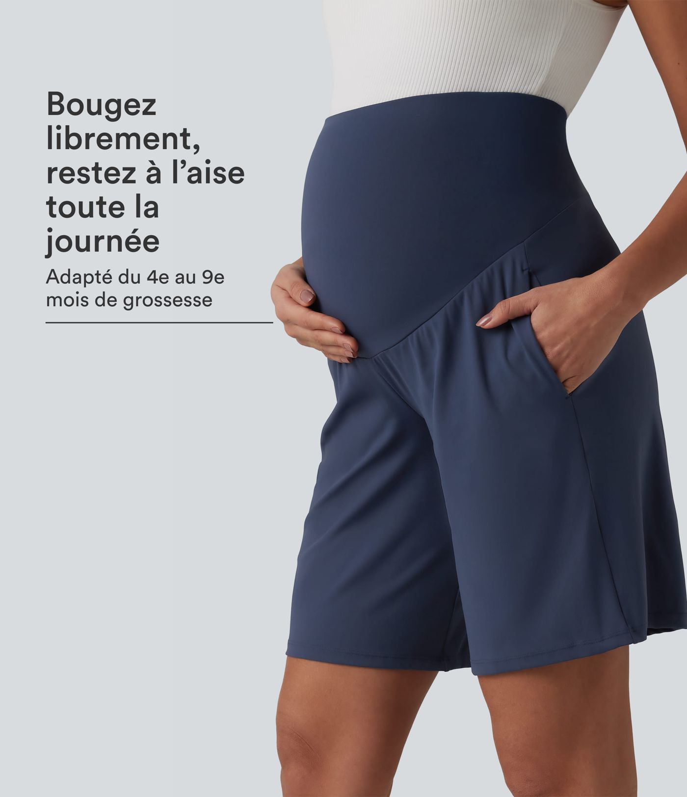 Bermuda de yoga maternité SoftlyZero™ Airy taille très haute effet frais InstantCool avec poches