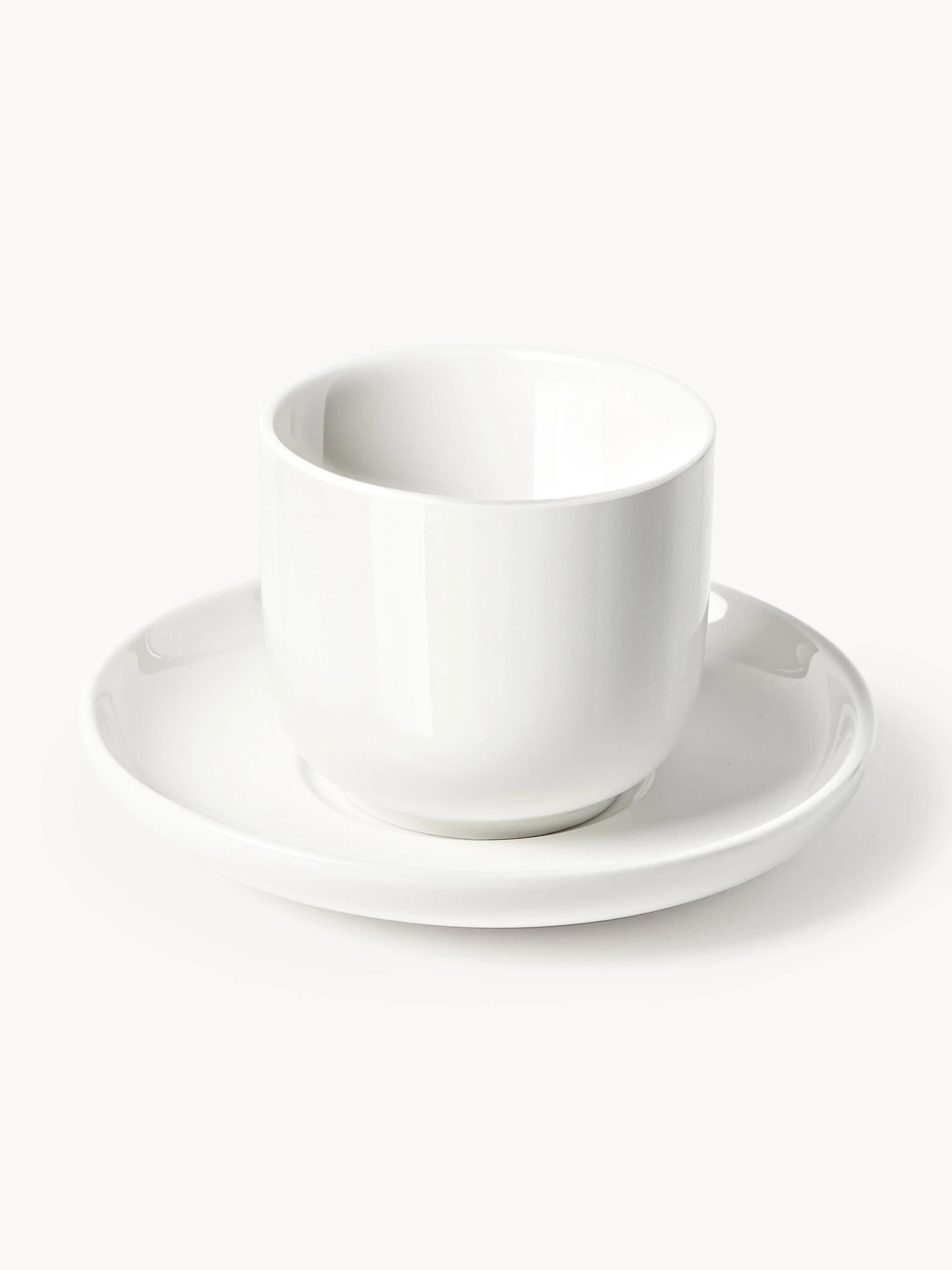 Porzellan-Espressobecher Nessa mit Untertassen, 4er-Set