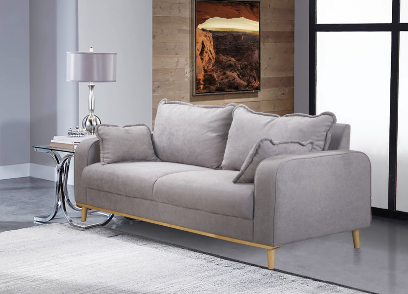 Ropez Beata sofa 3 osobowa wysokie nóżki mikrofibra szary