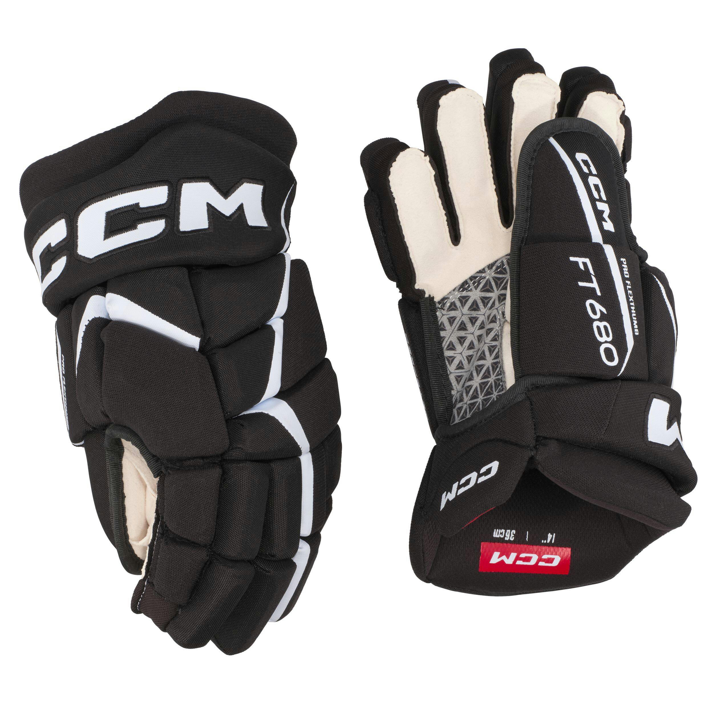 CCM Jetspeed FT680 Hockey Gloves, Senior, Black/White, Assorted Sizes