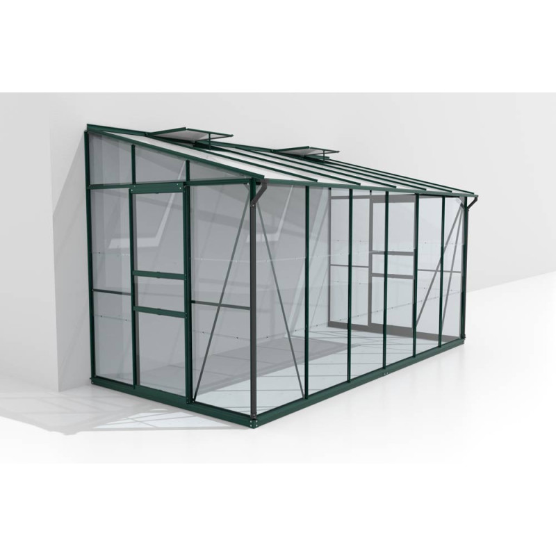 Serre adossée en verre Osiris verte 7,8 m² VITAVIA