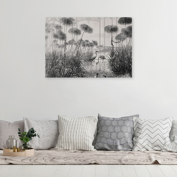 Feeby Obraz na płótnie, Ptaki w stawie szary 60x40