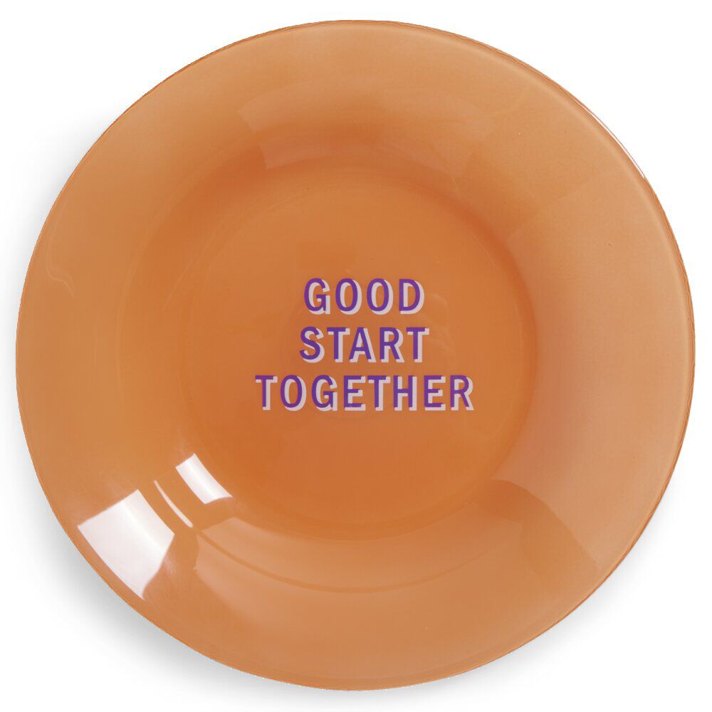 Assiette creuse verre coloré avec message Ø23cm (3 modèles)