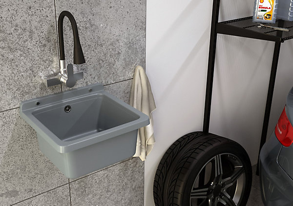 Orta Granitan évier Gris pour Garage et Buanderie