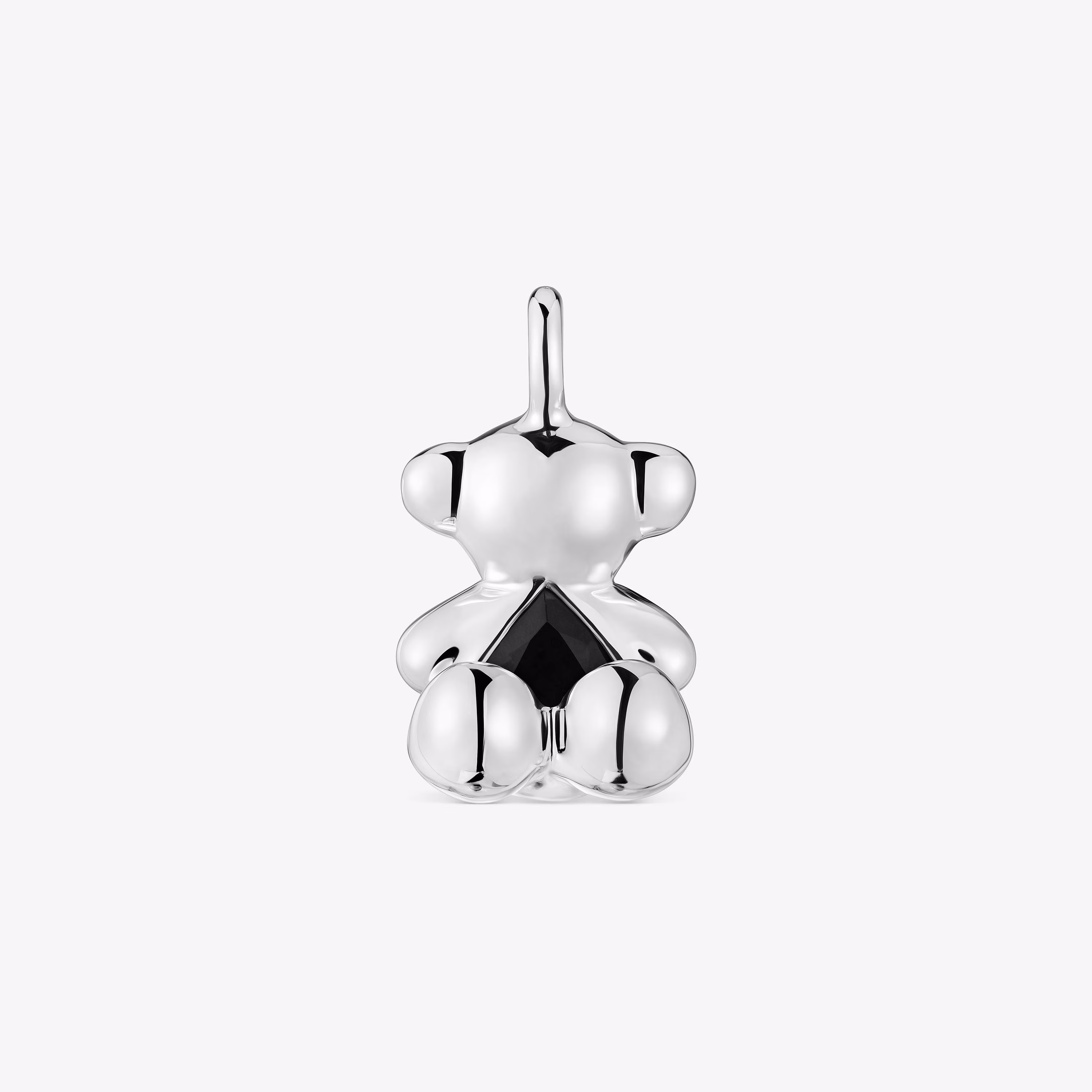 Colgante oso mediano de plata y ónix Bold Bear