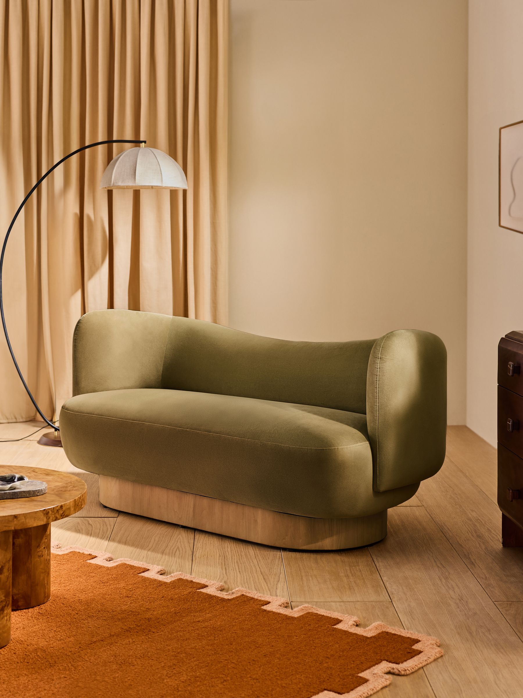 Novara Regular 2 Seater Sofa in Fern Green Velvet