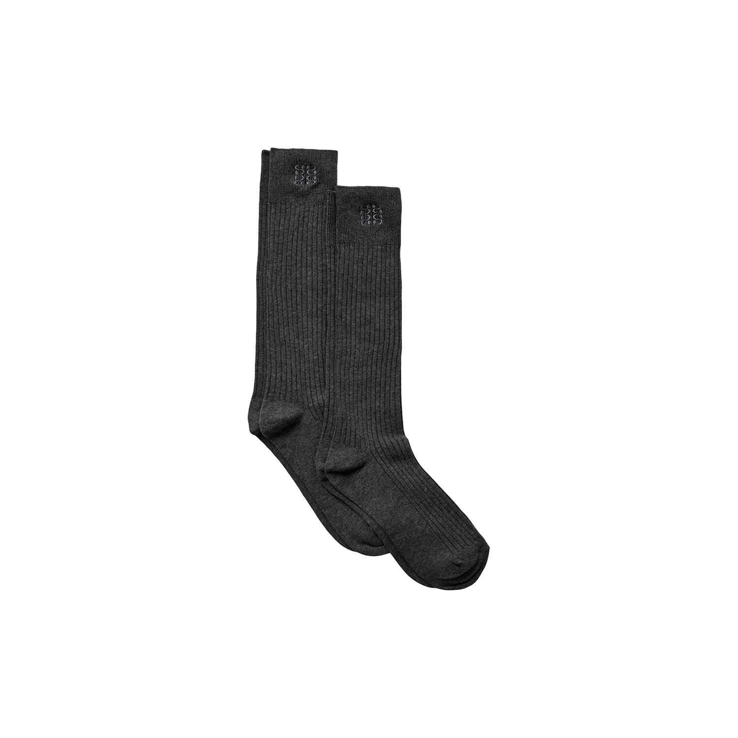 BEATHASW KNEE SOCK x 2, dark grey melange