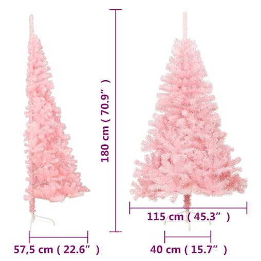 NNEVL Artificial Half Christmas Tree with Stand Pink 180 cm PVC
