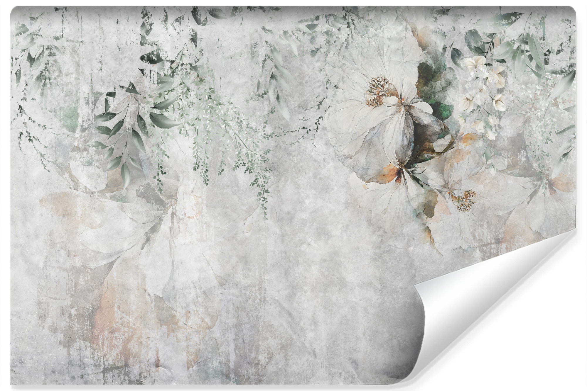 Fototapeta Delikatne Kwiaty Na Betonowym Tle 90x60cm