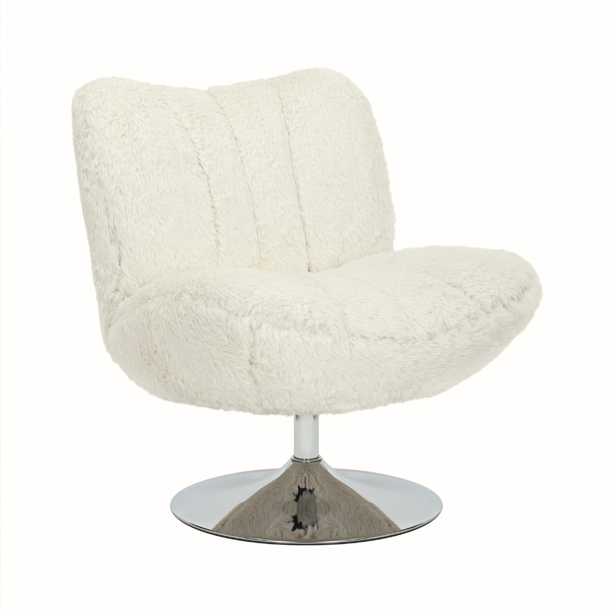 DÉJA Living Draaifauteuil Morten - Beige Fluffy/Chrome - 70x78x82cm