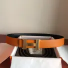 Hermes Mini Constance Guillochee Belt Buckle & Reversible Orange For Women, Women Belt 380MM