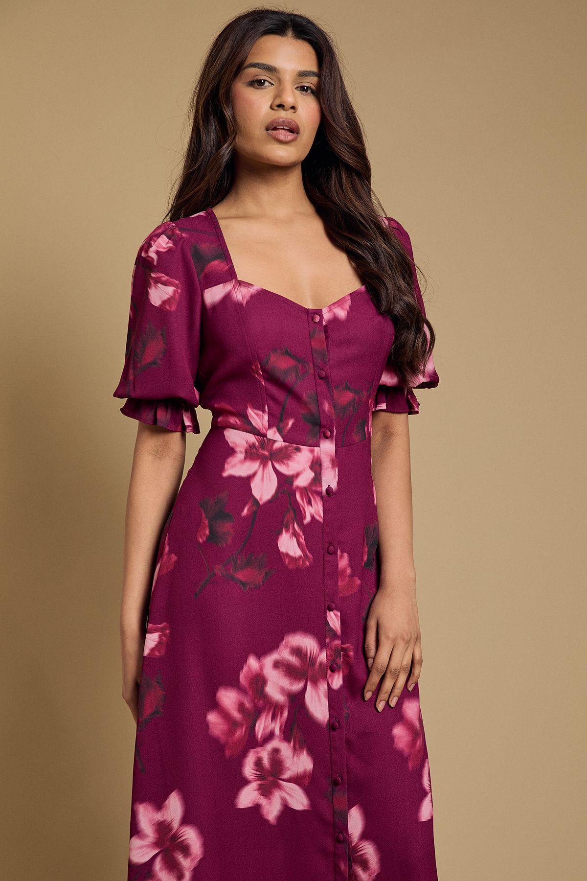 Dorothy Perkins Petite Floral Button Through Midi Dress