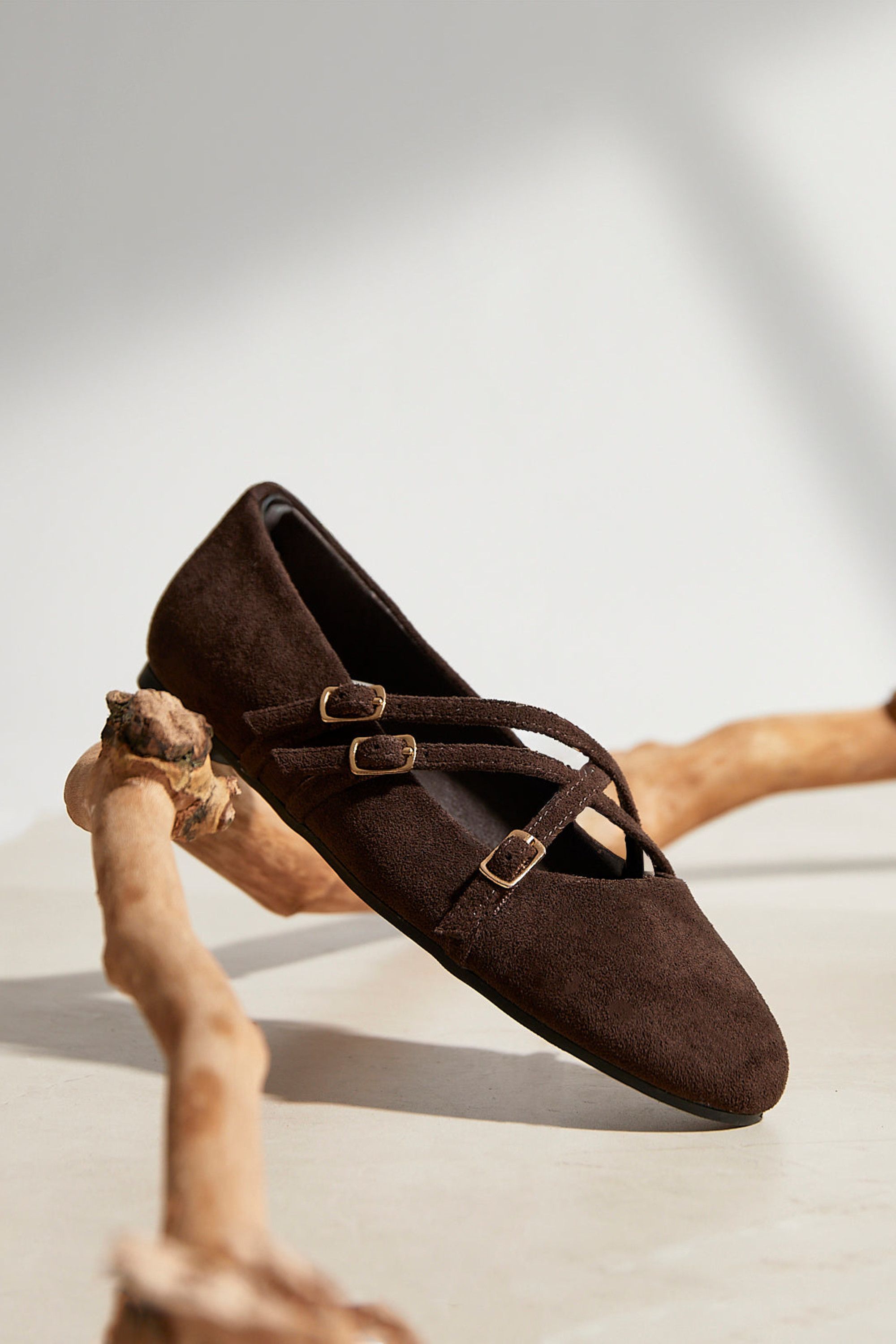 Linzi Matrix Brown Mary Jane Flats