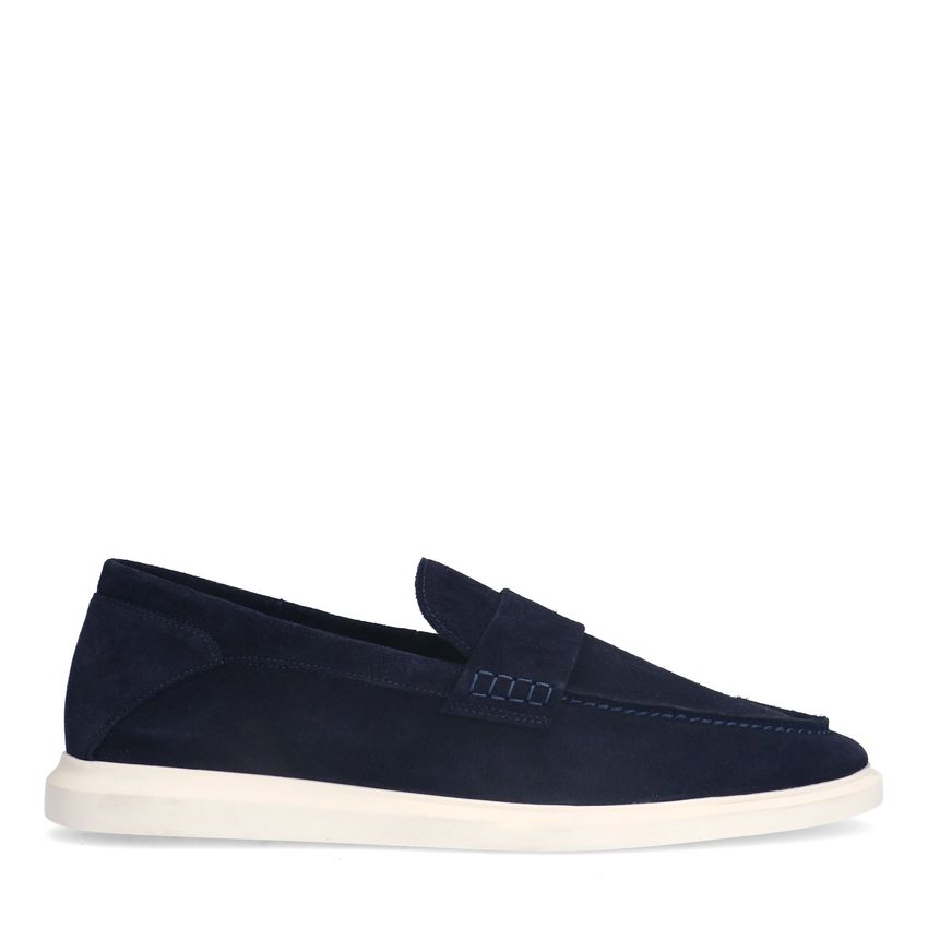 Manfield Donkerblauwe suède loafers