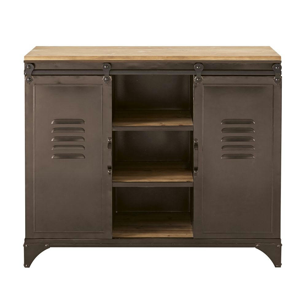 Wayne - Buffet 2 portes en métal et sapin