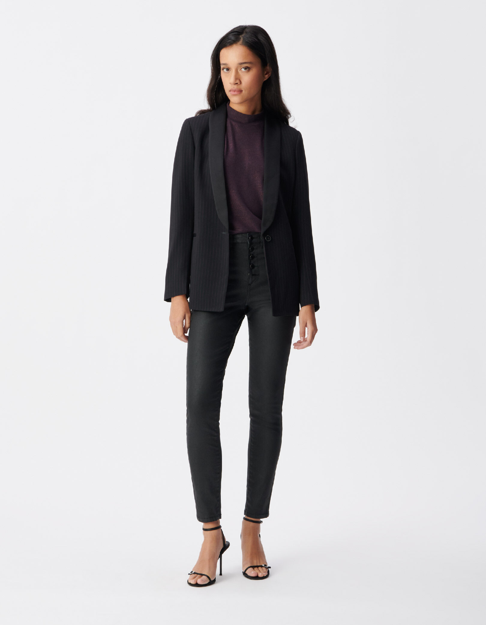 Veste de tailleur noir rayures tennis couleur Femme