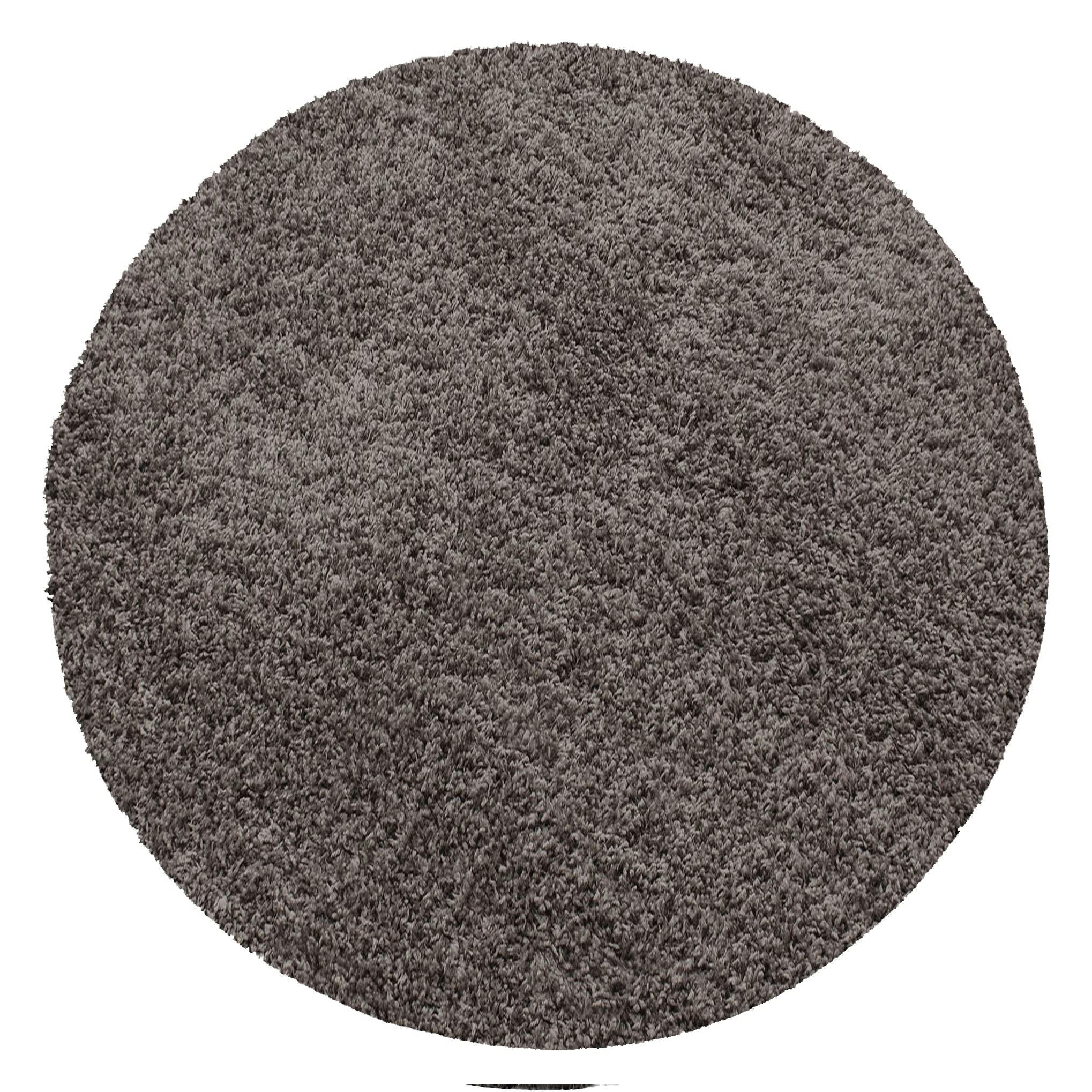 SHAGGY - Tapis uni rond taupe 120x120cm