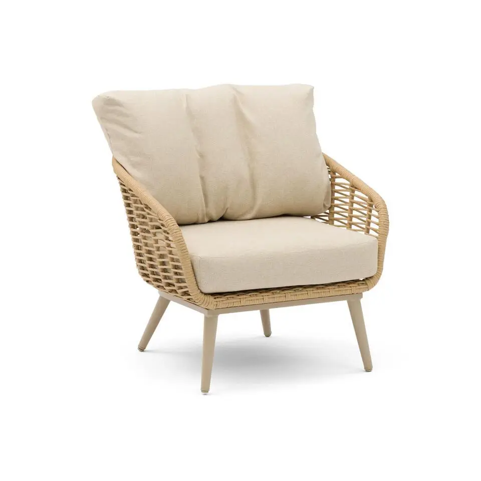 Stoel en Bank Loungeset 5 personen Aluminium/rope Taupe Coco Vinci