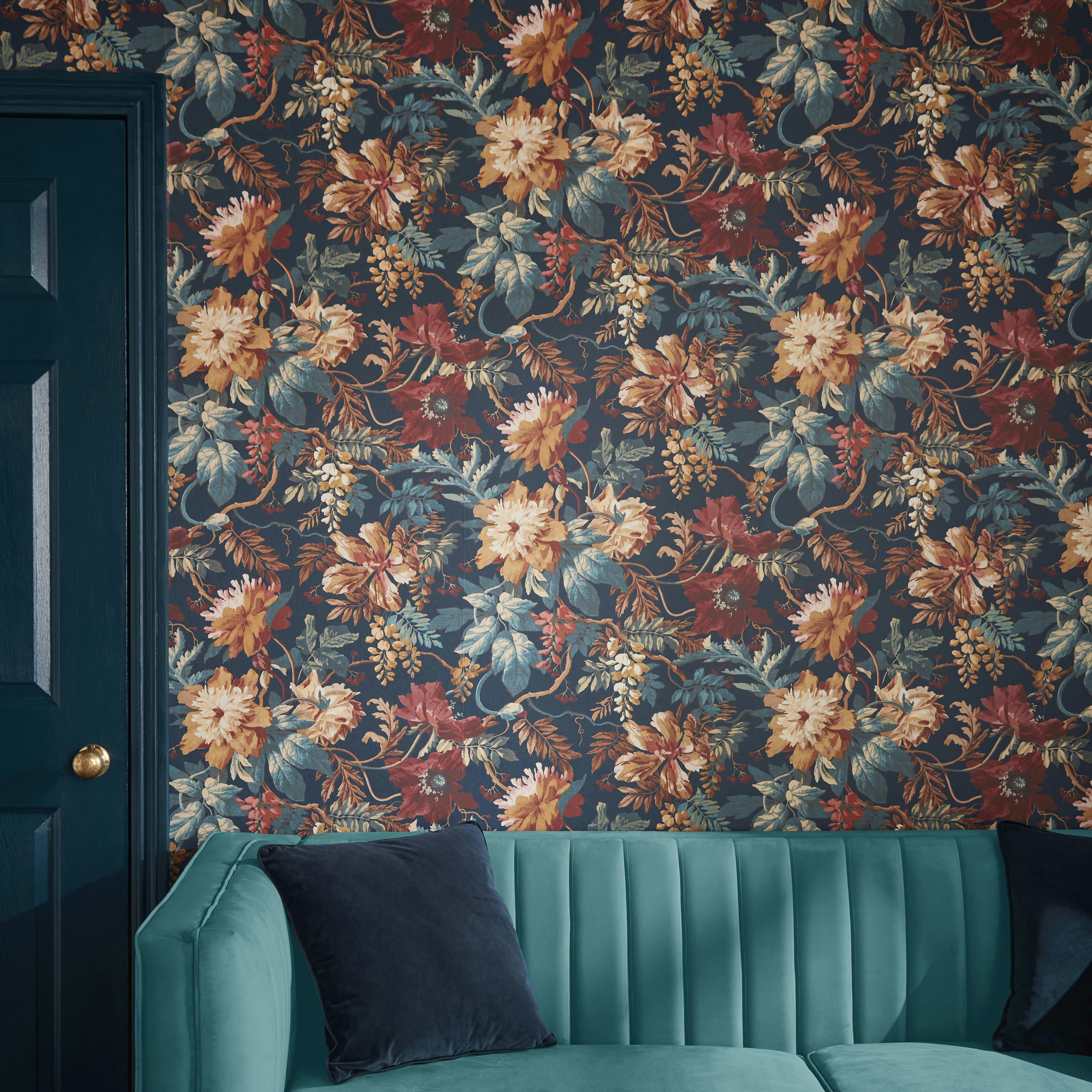 - papier peint florenzia bleu ocre 1005x52cm