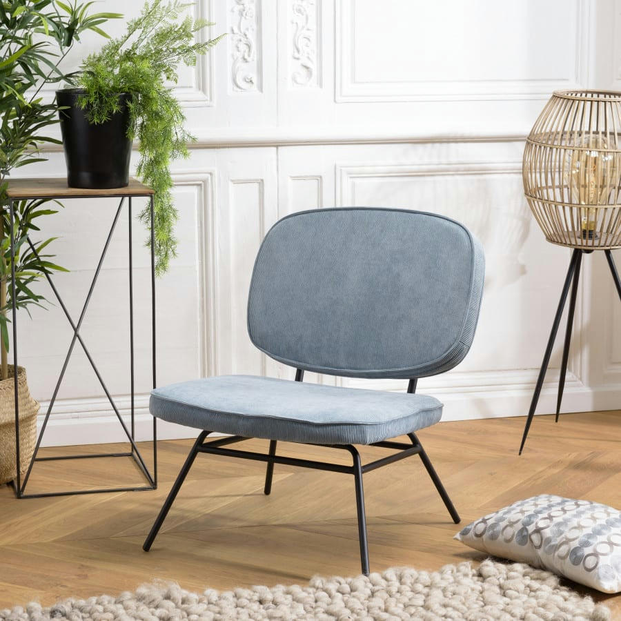 ESTELLE - Chaise velours bleu clair