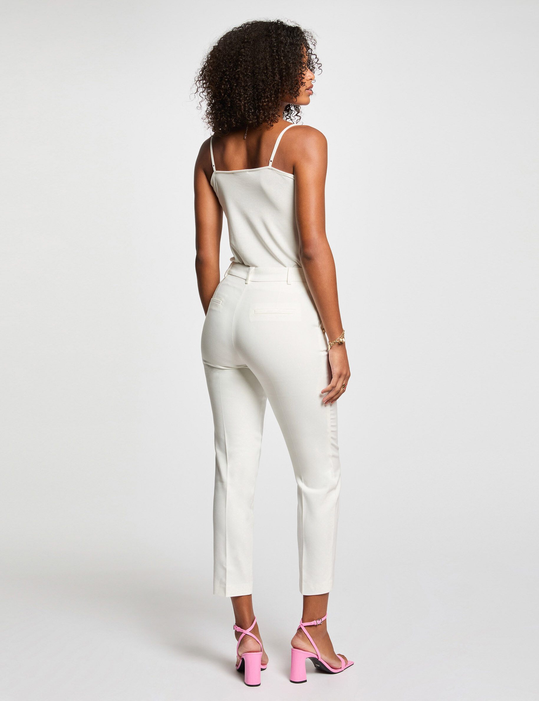 Cropped Cigarette Trousers White Women