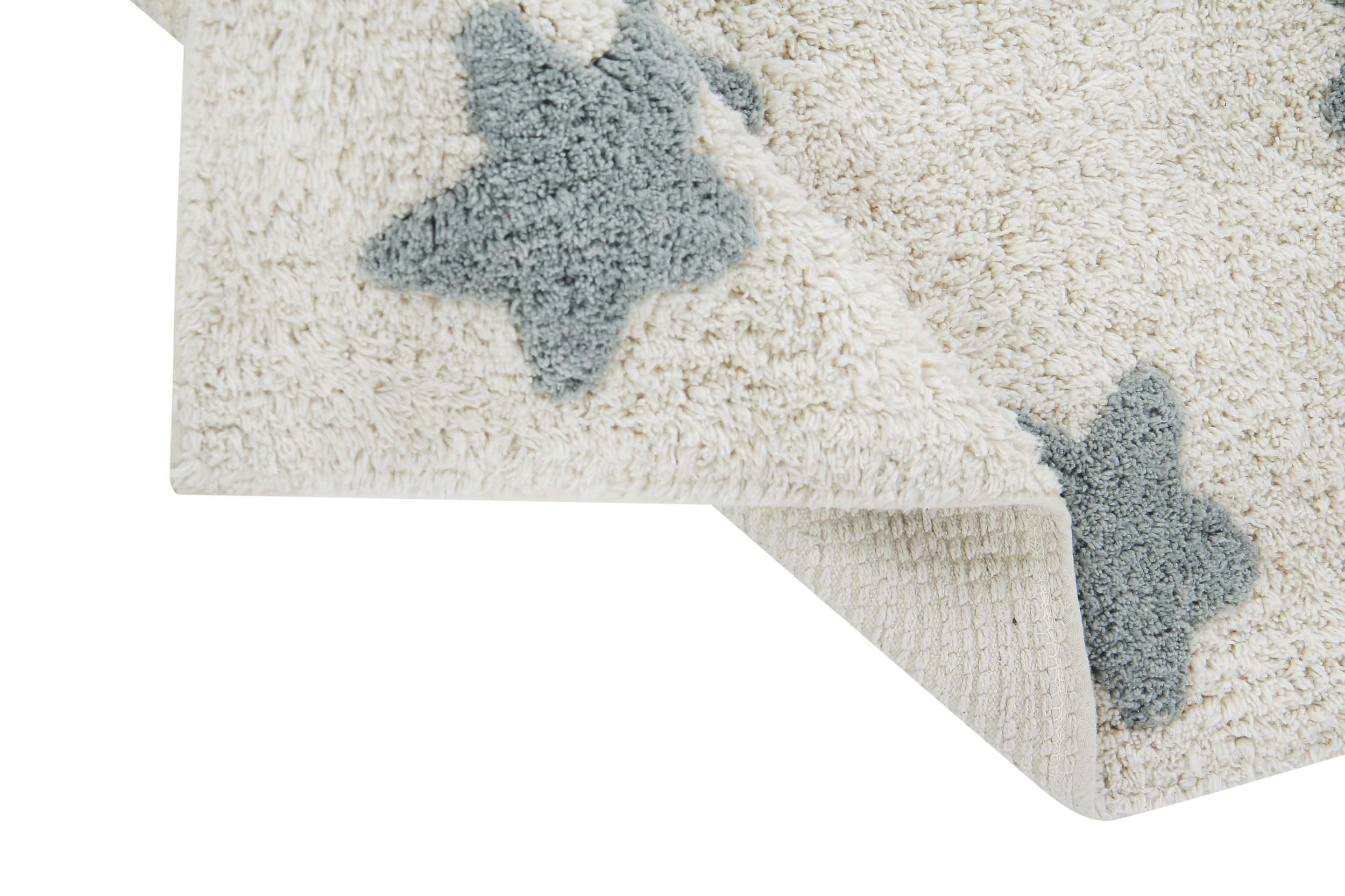 ÉTOILES - Tapis coton lavable étoiles bleu 120x160cm