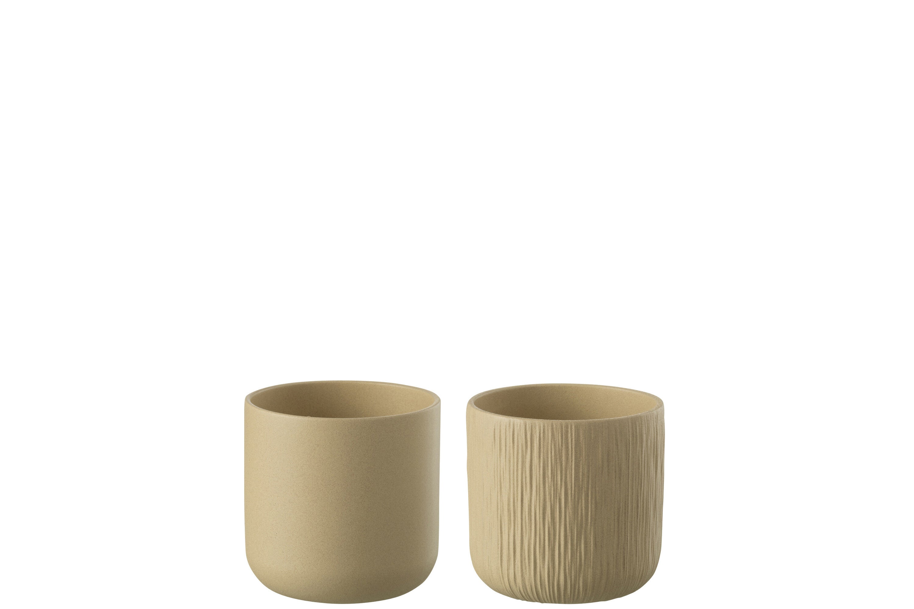 J-Line bloempot Gen - keramiek - beige - extra small - 2 stuks - Ø 11 cm