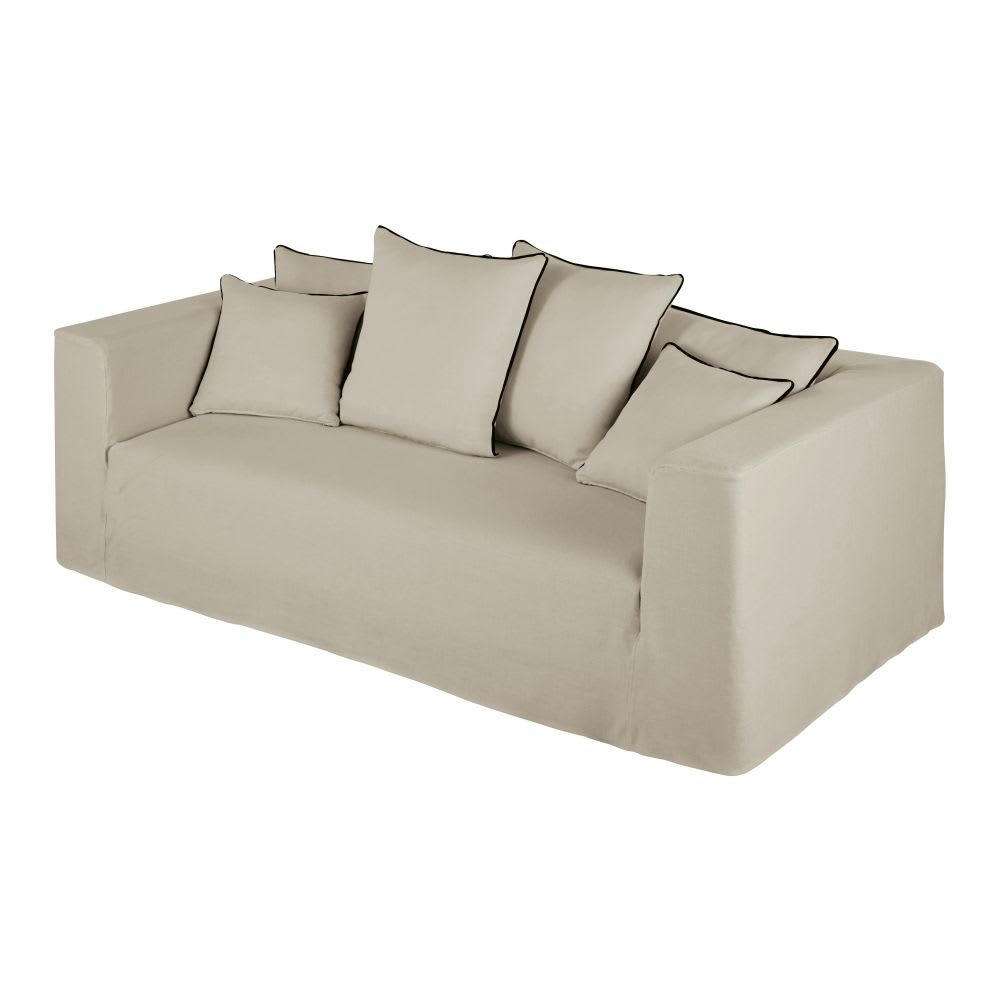 Gipsy - Canapé 3/4 places en lin supérieur beige