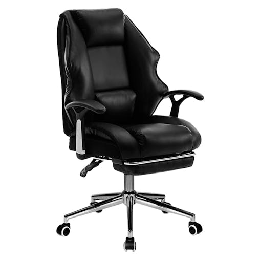 NNEDPE Faux Leather High Back Reclining Executive Office Chair w/ Stool Black