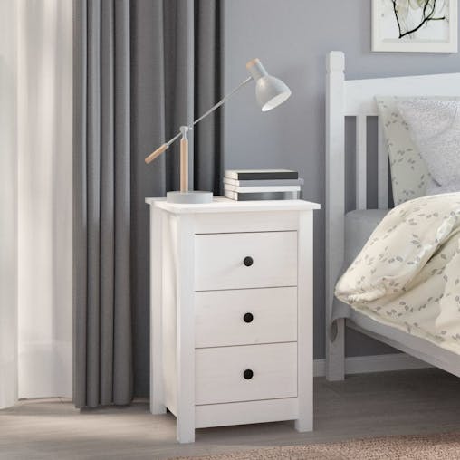 NNEVL Bedside Cabinets 2 pcs White 40x35x61.5 cm Solid Wood Pine