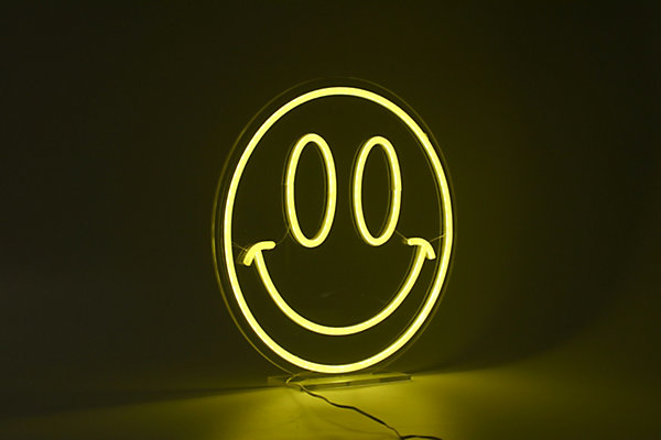 Néon LED Smiley jaune IP20 Ø40cm Seynave