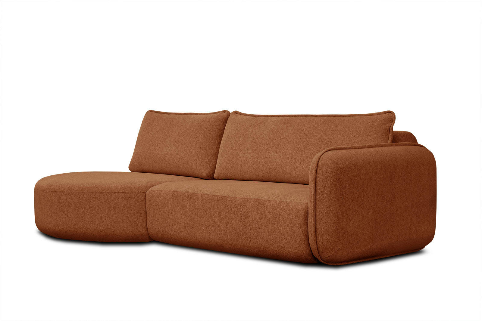 IPSUM - Canapé d'angle gauche 3 places avec l'île tissu marron noix