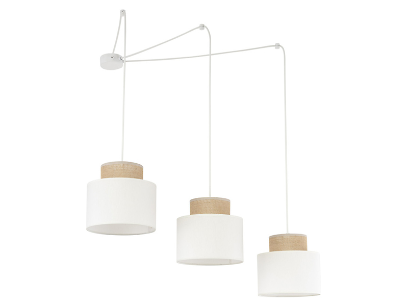 Lampa wisząca Duo White 3-punktowa 210 cm tkaninowa biała