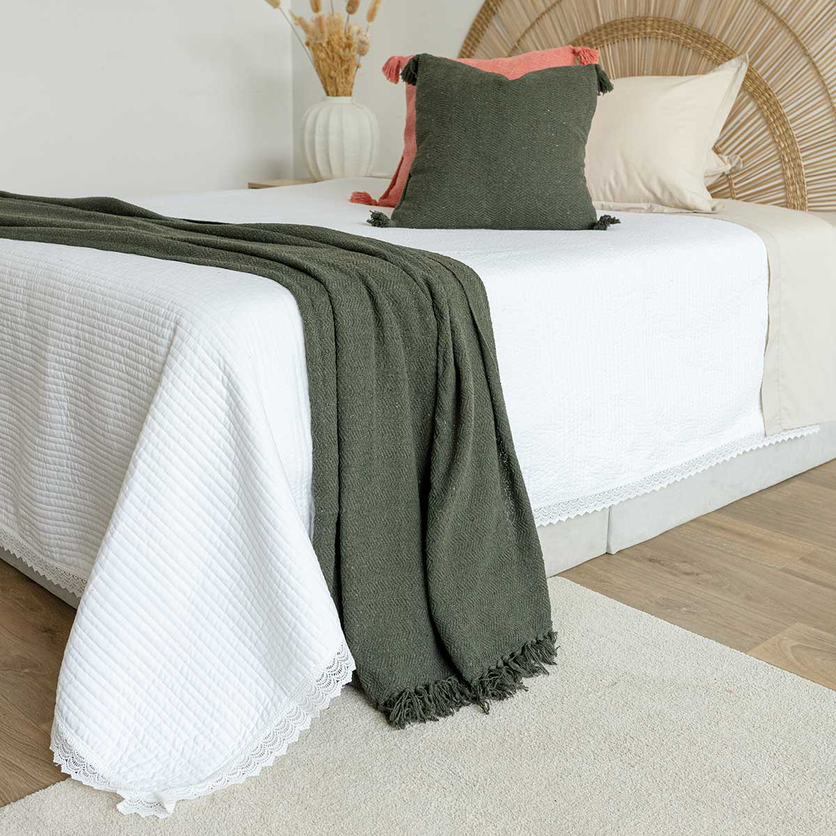 Manta CAPRI verde com franja 180x220cm