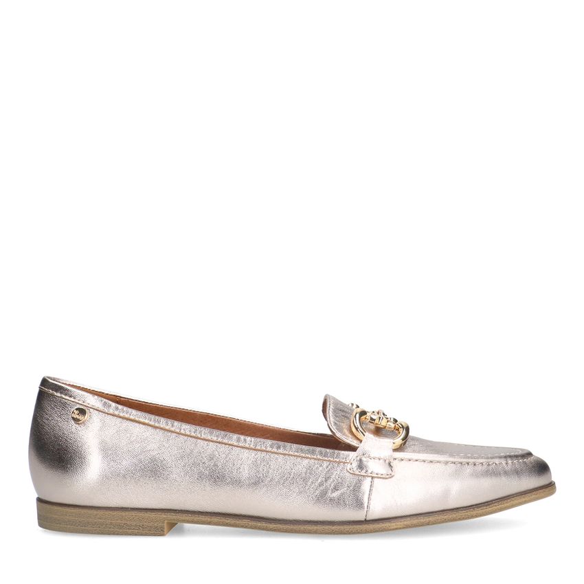 No Stress Gouden leren loafers met gouden chain