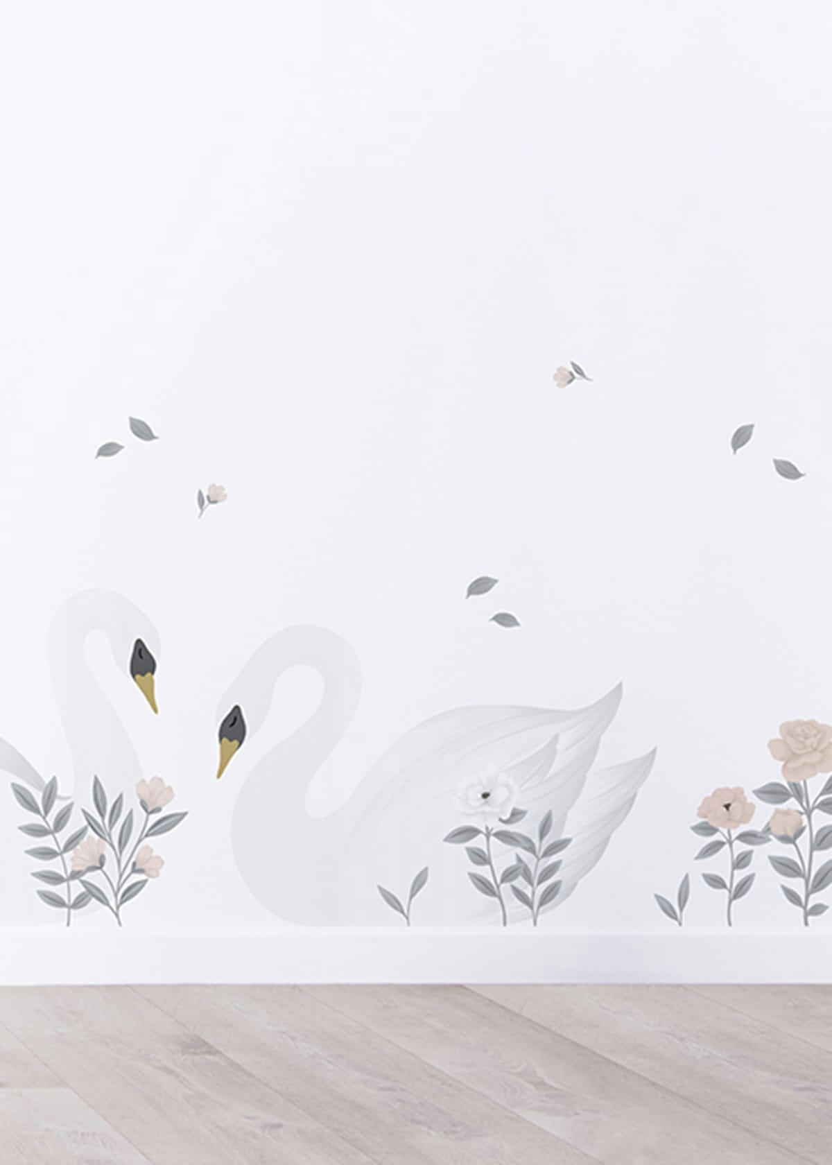 GRACE - Stickers cygnes en Vinyle mat Blanc 64x90 cm