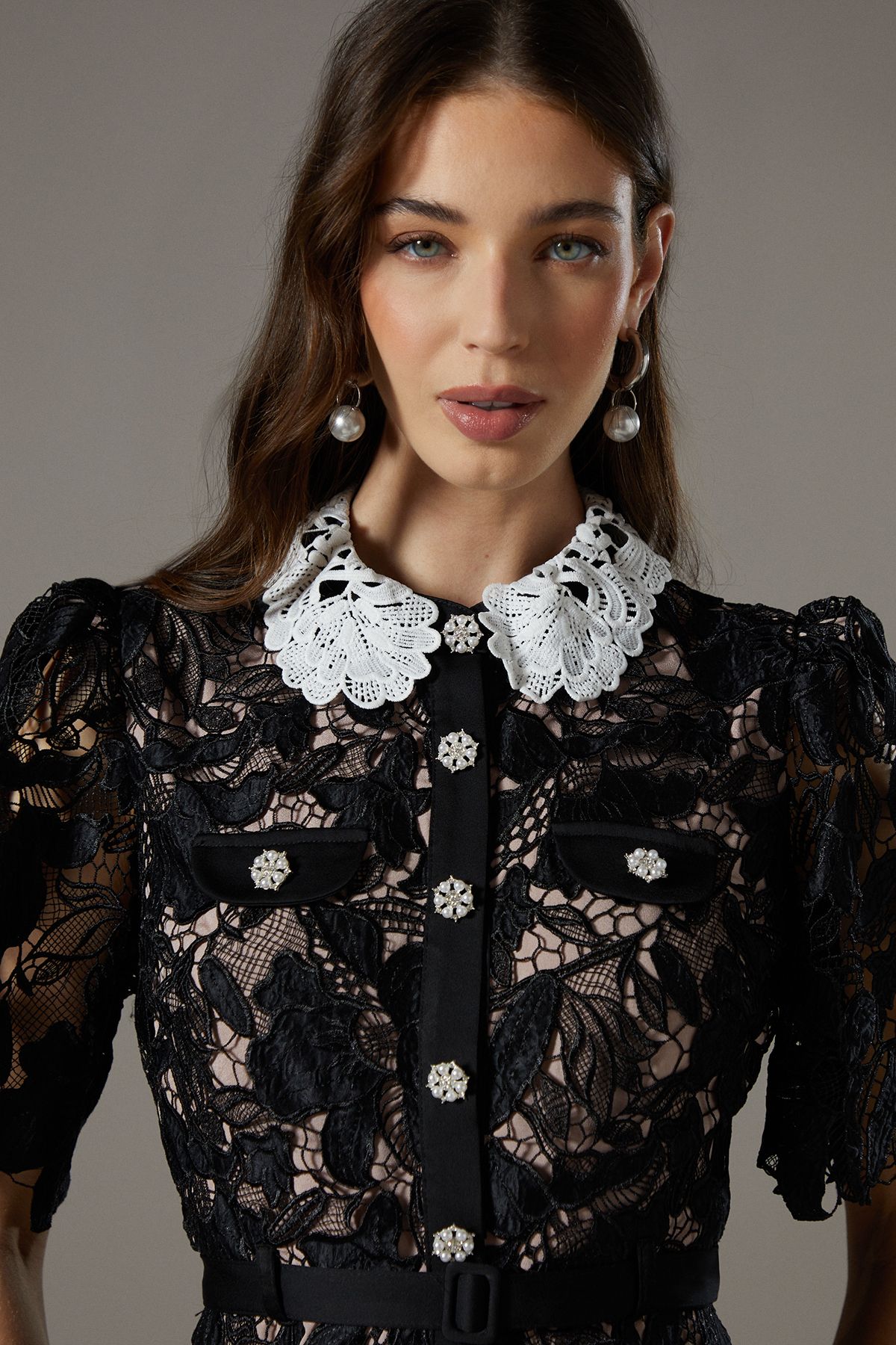 Coast Lace Shirt Dress Contrast Colour