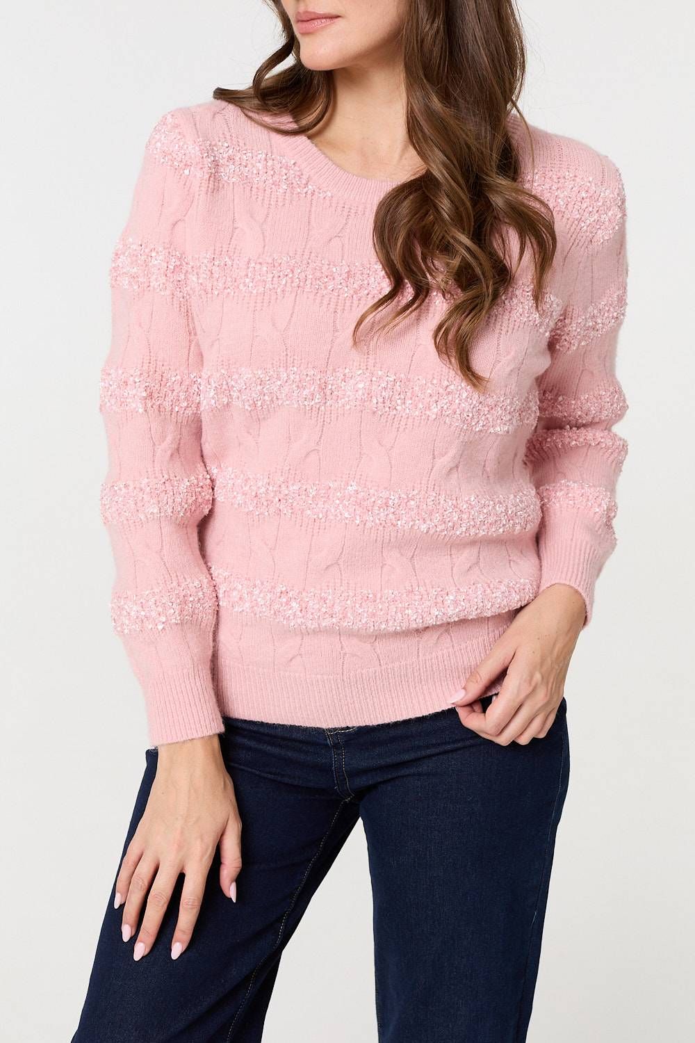 Izabel London Textured Long Sleeve Knit Jumper