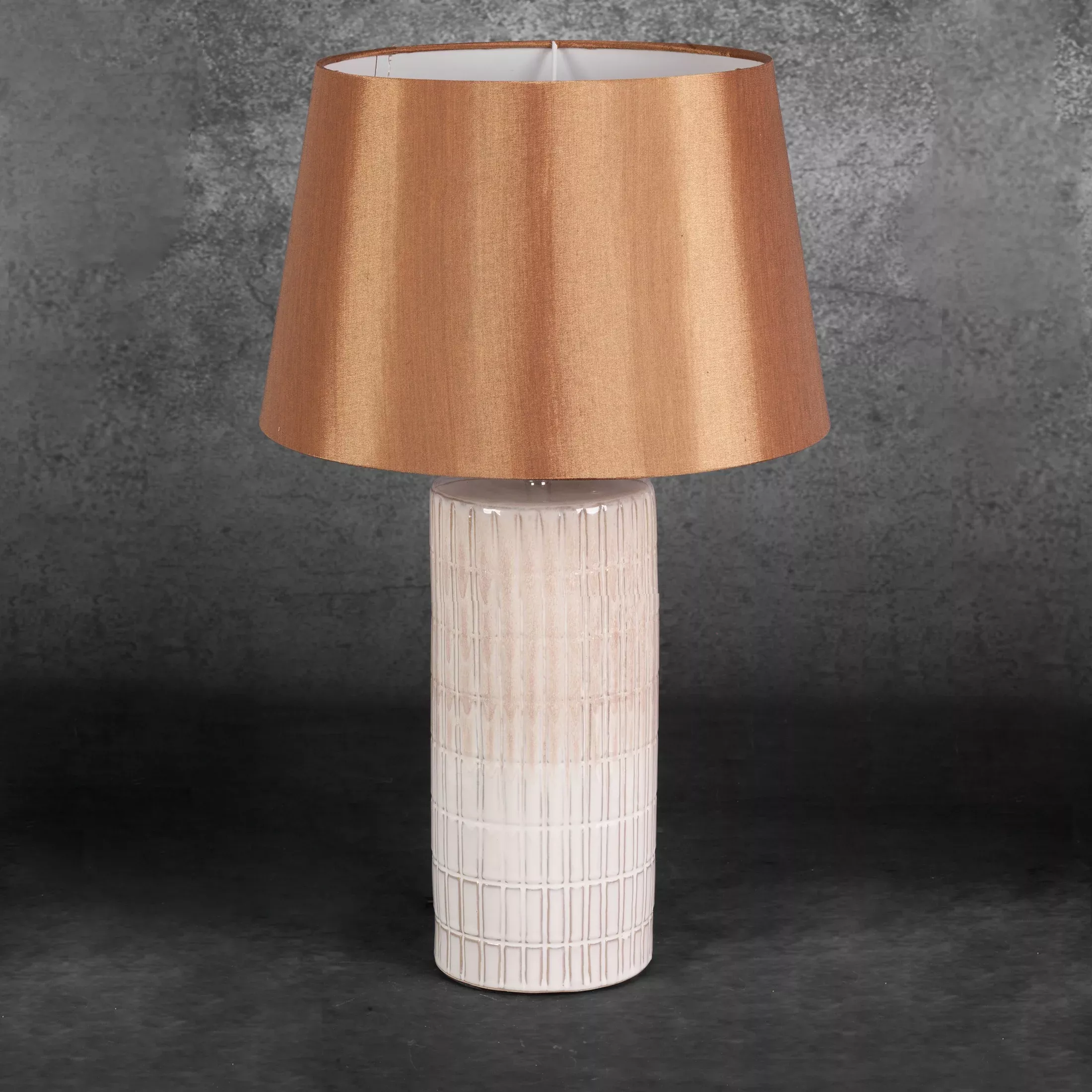 Lampa ceramiczna kremowo-beżowa średnica 33x56 cm EDNA