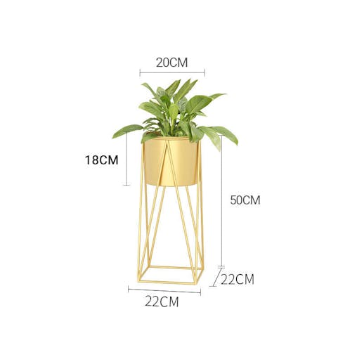 SOGA 4X 50cm Gold Metal Plant Stand with Gold Flower Pot Holder Corner Shelving Rack Indoor Display
