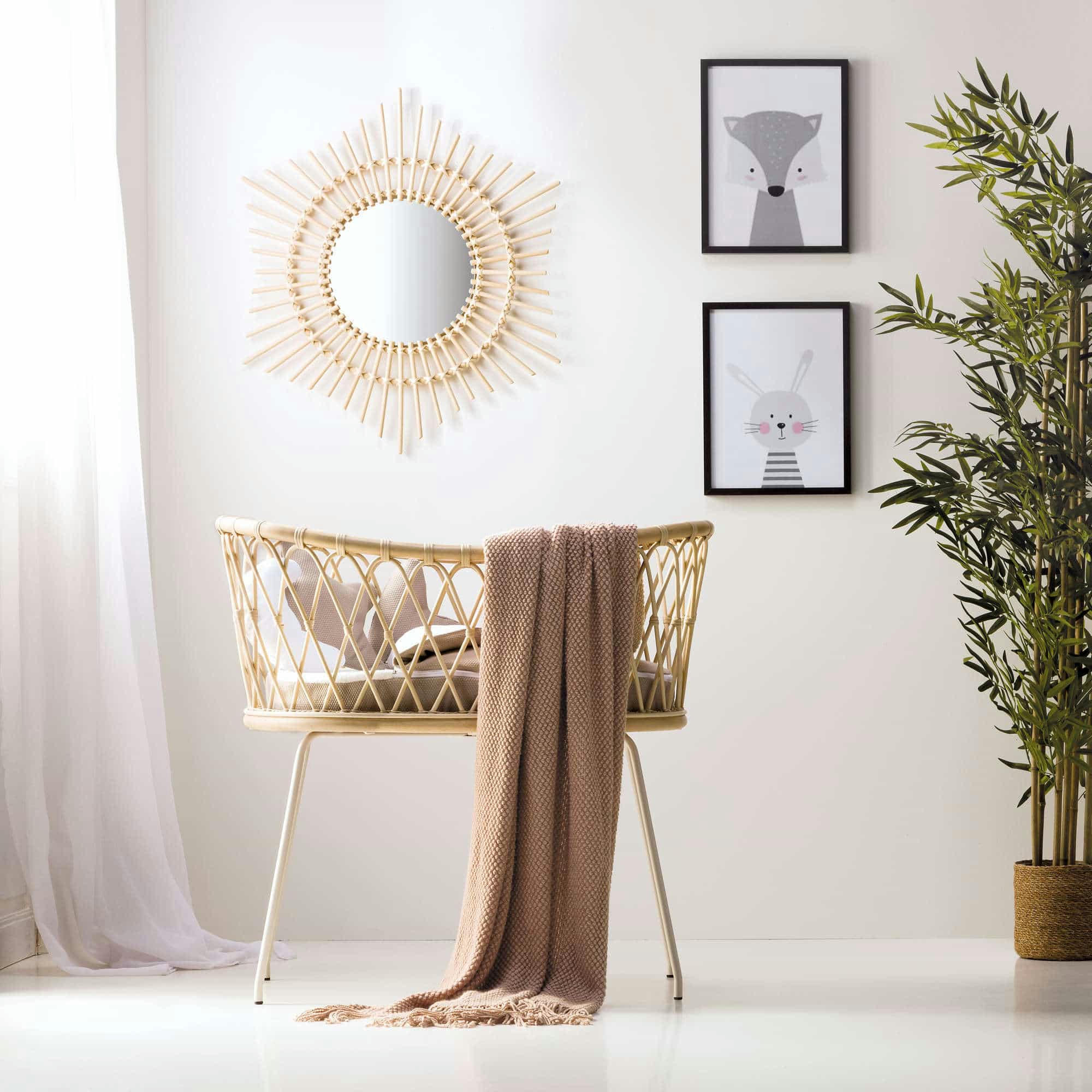 RATTAN - Miroir en rotin pour les chambres de bébé