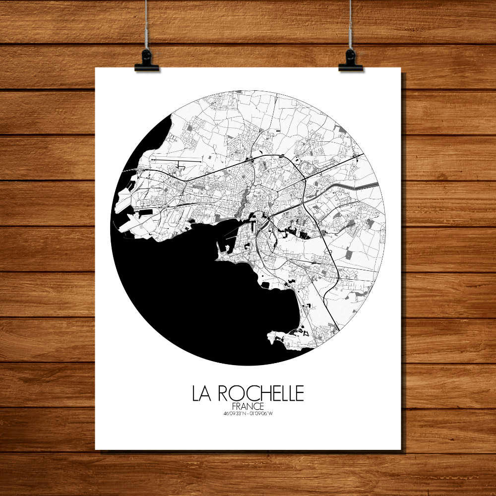- Affiche La Rochelle Carte ronde 40x50