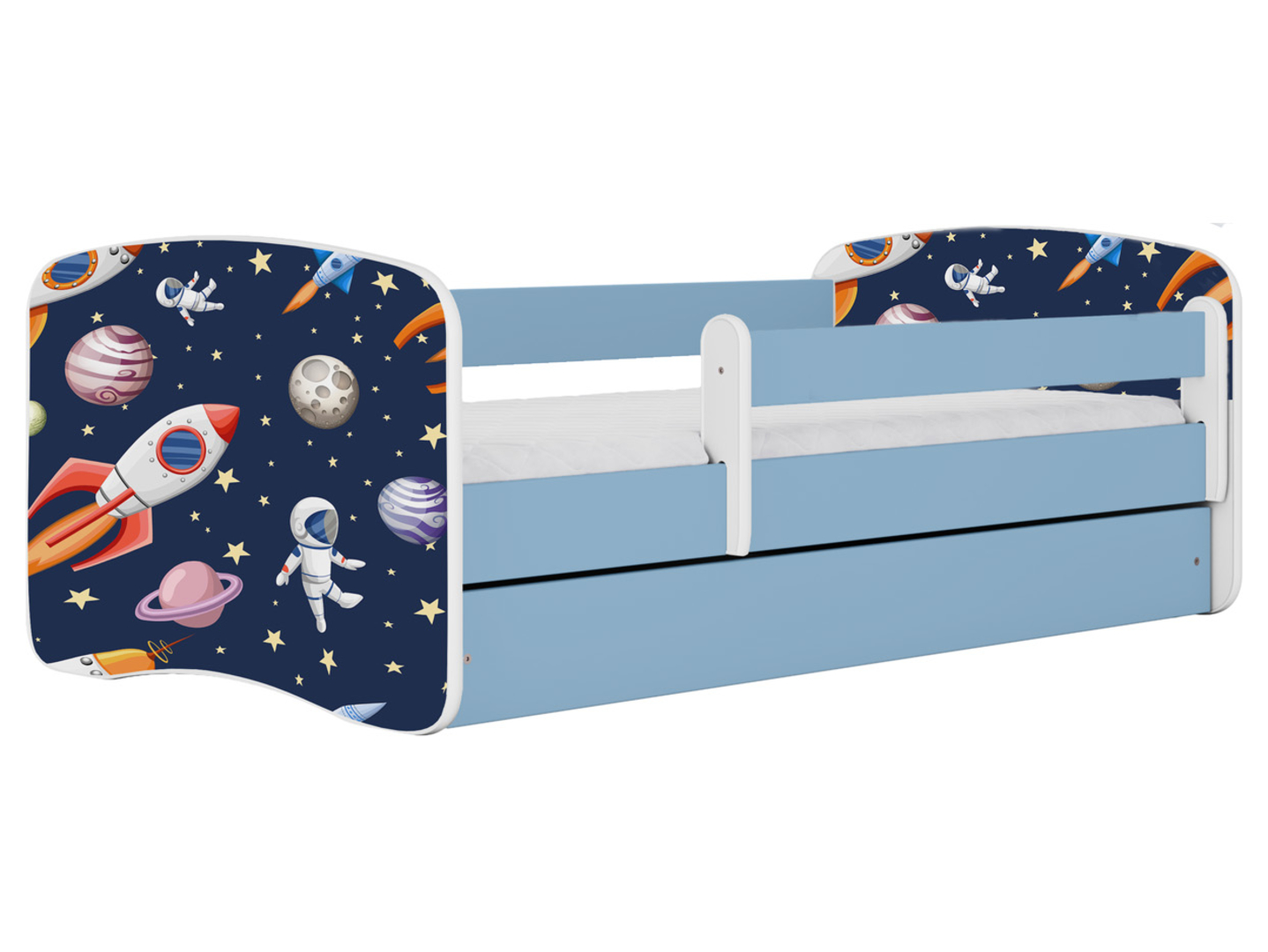 Łóżko Babydreams 140x70 kosmos z szufladą niebieskie
