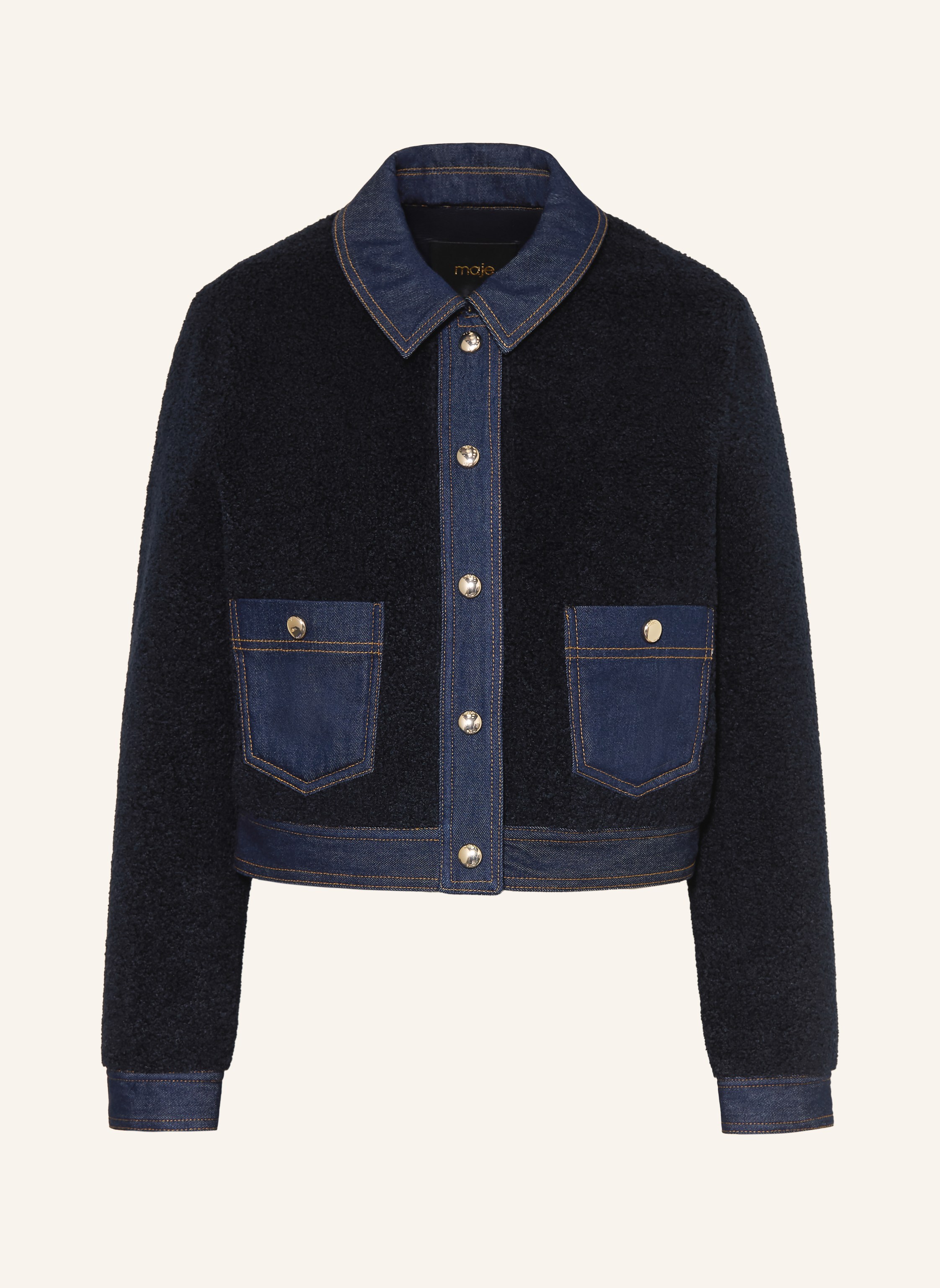 maje Kunstfell-Jacke im Materialmix