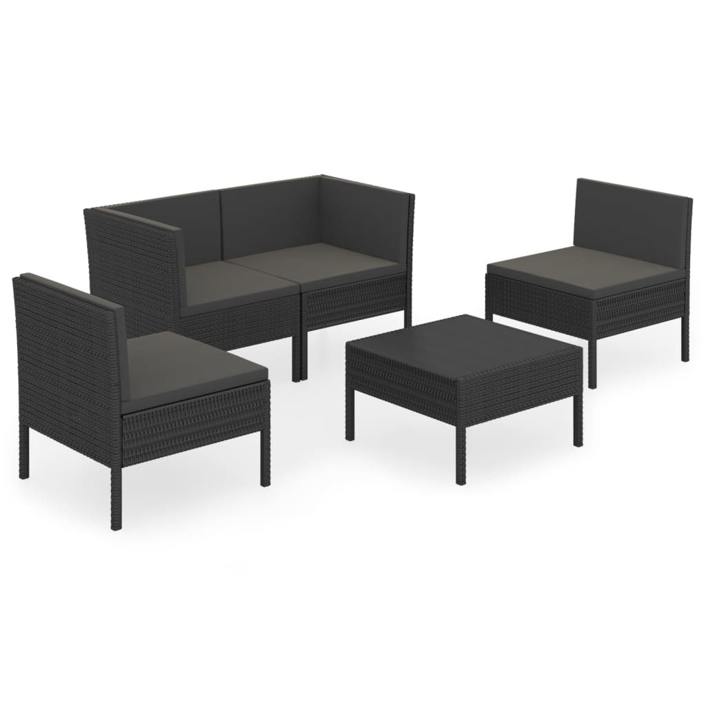 Zestaw wypoczynkowy do ogrodu Czarny Technorattan 2x narożna   2x sofa