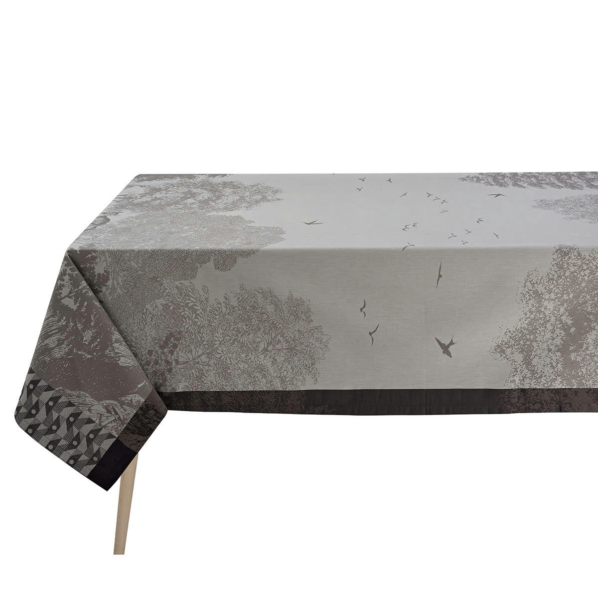 FORÊT ENCHANTÉE - Nappe en coton argent 175 x 320