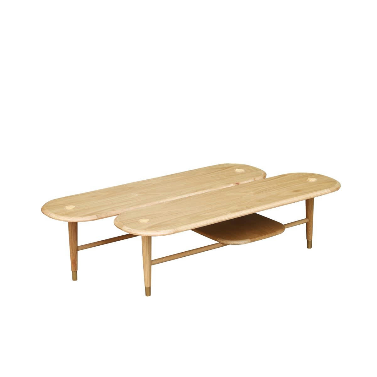 KENJI - Table basse  en chêne et pieds laiton