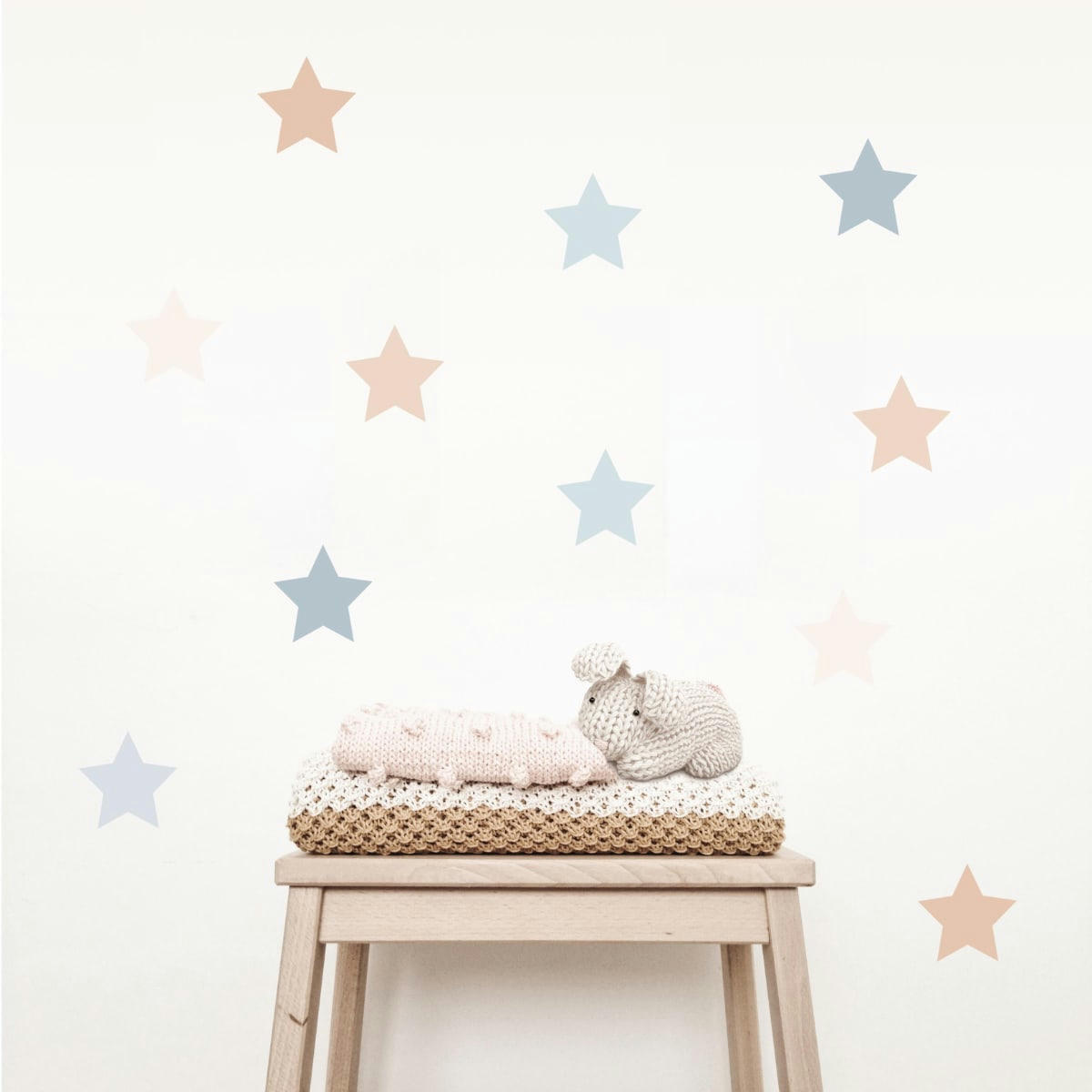 STARS1 - Stickers mureaux en vinyle étoiles bleu et beige